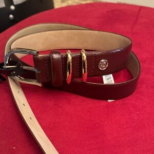 Steve Madden Burgundy Belt with Gold Accents